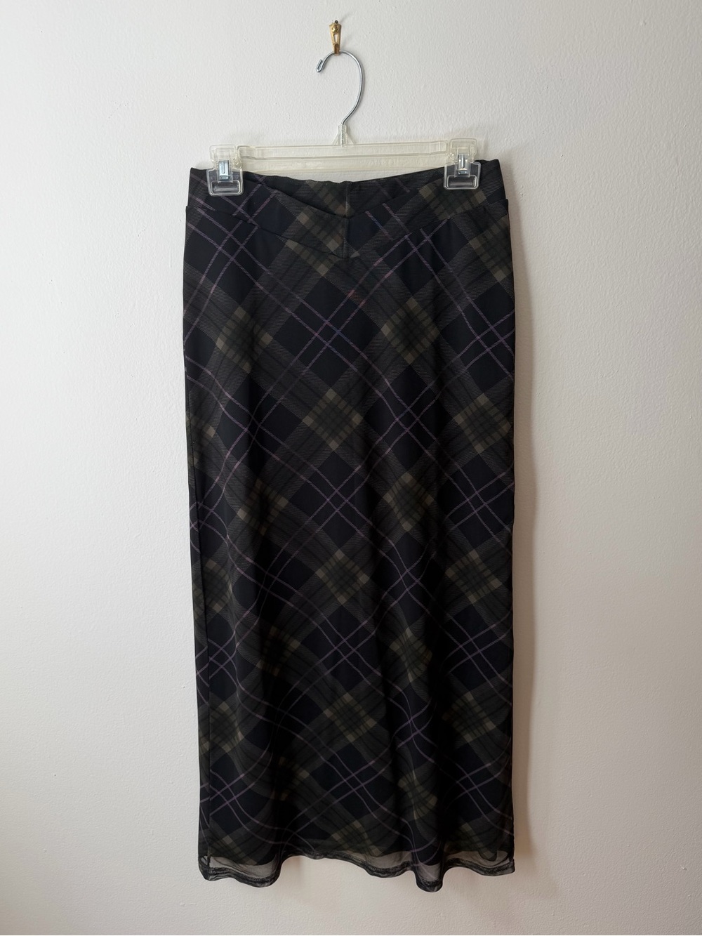 Urban Outfitters Plaid Mesh Midi Skirt
